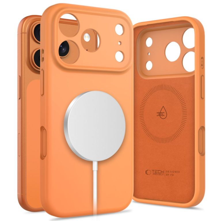 TECH-PROTECT – Silicone MagSafe iPhone 17 Pro Max tok – kozmikus narancs
